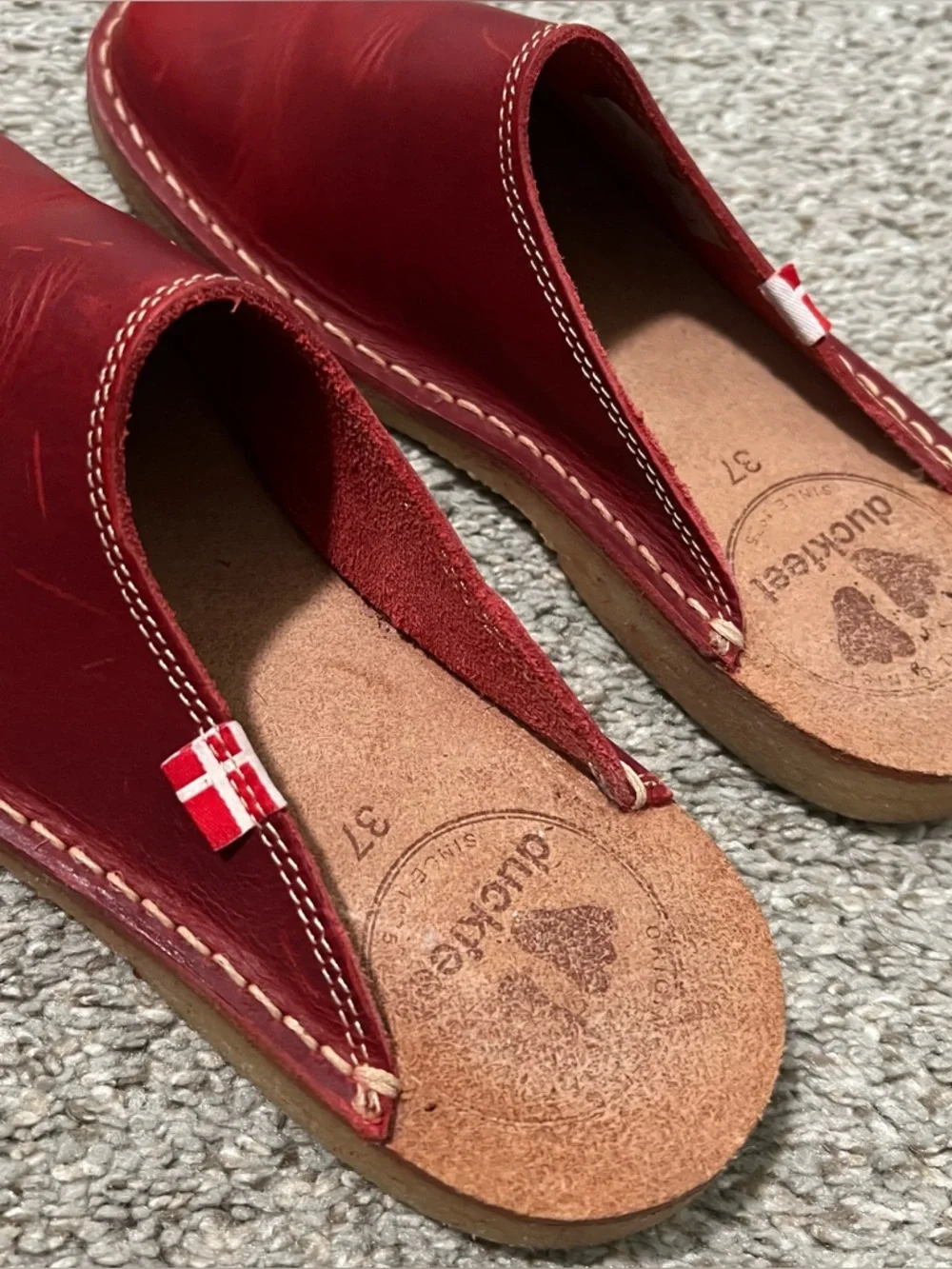 Duckfeet Red Handmade Blåvand' Mules Slip-ons - Clogs Slides Size 37 6.5/7 - Picture 4 of 10